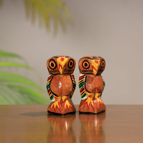 King & queen - traditional burdwan wood handpainted owl