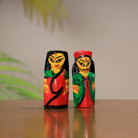 King & queen - traditional burdwan wood sculptures (set