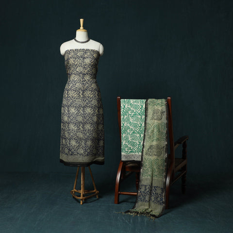 Kota doria cotton hand block bagru print 3pc unstitched