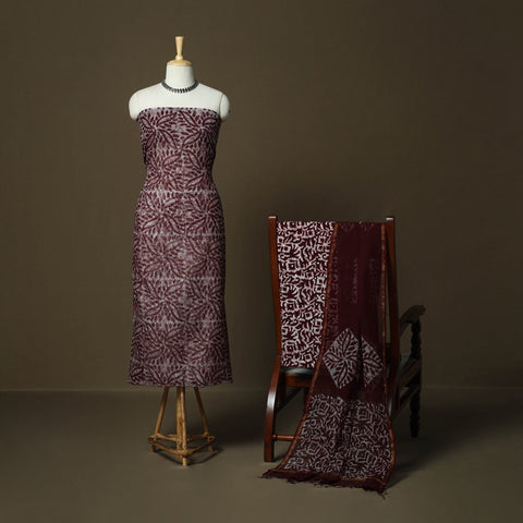 Kota doria cotton hand block batik print 3pc unstitched