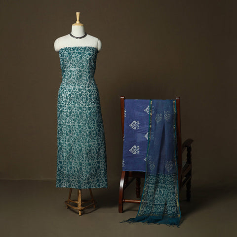 Kota doria cotton hand block batik print 3pc unstitched