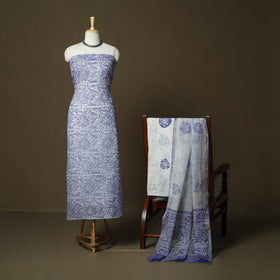 Kota doria cotton hand block batik print 3pc unstitched