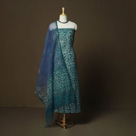 Kota doria cotton hand block batik print 3pc unstitched