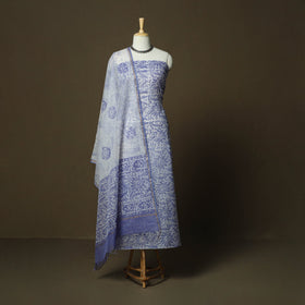 Kota doria cotton hand block batik print 3pc unstitched