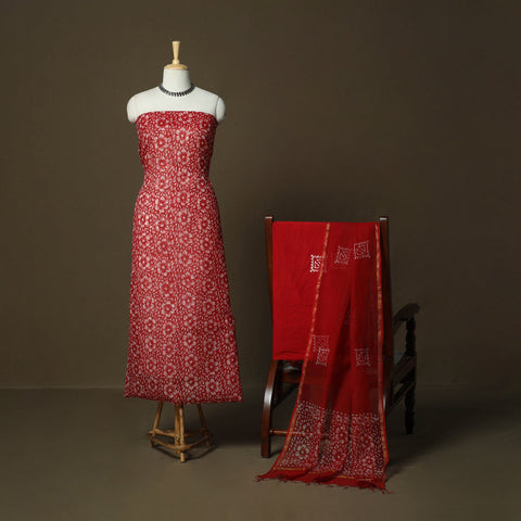 Kota doria cotton hand block batik print 3pc unstitched