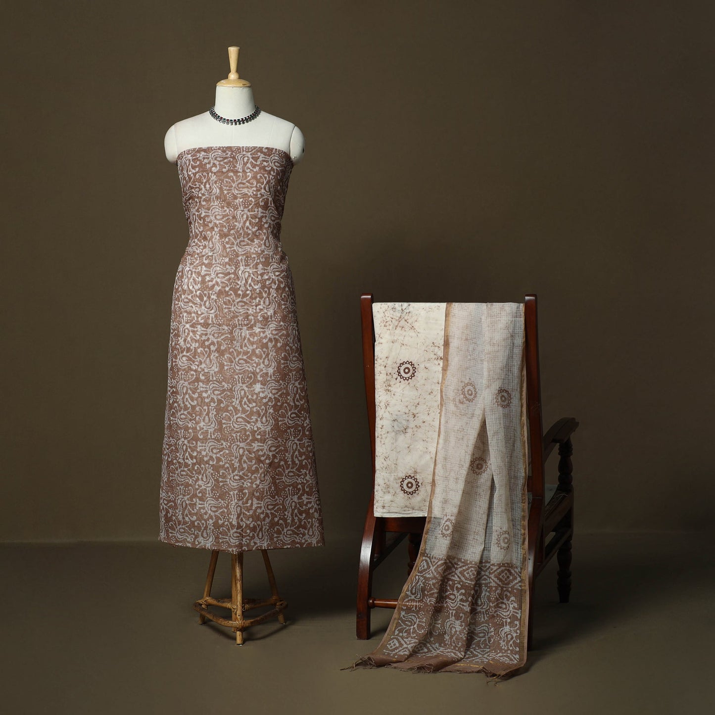 Kota doria cotton hand block batik print 3pc unstitched