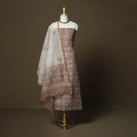 Kota doria cotton hand block batik print 3pc unstitched