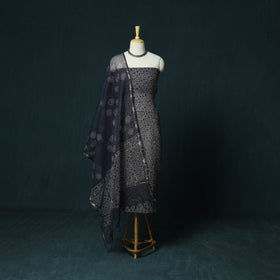 Kota doria cotton hand block jaipur print 3pc unstitched