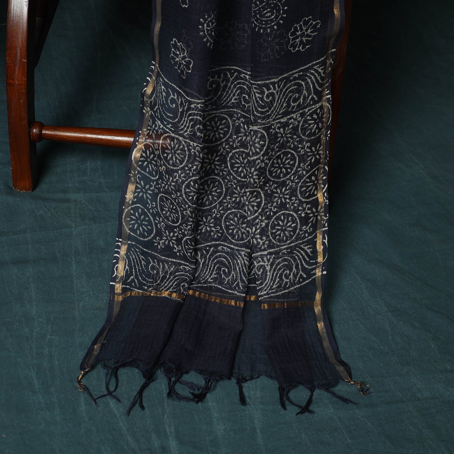 Kota doria cotton hand block jaipur print 3pc unstitched