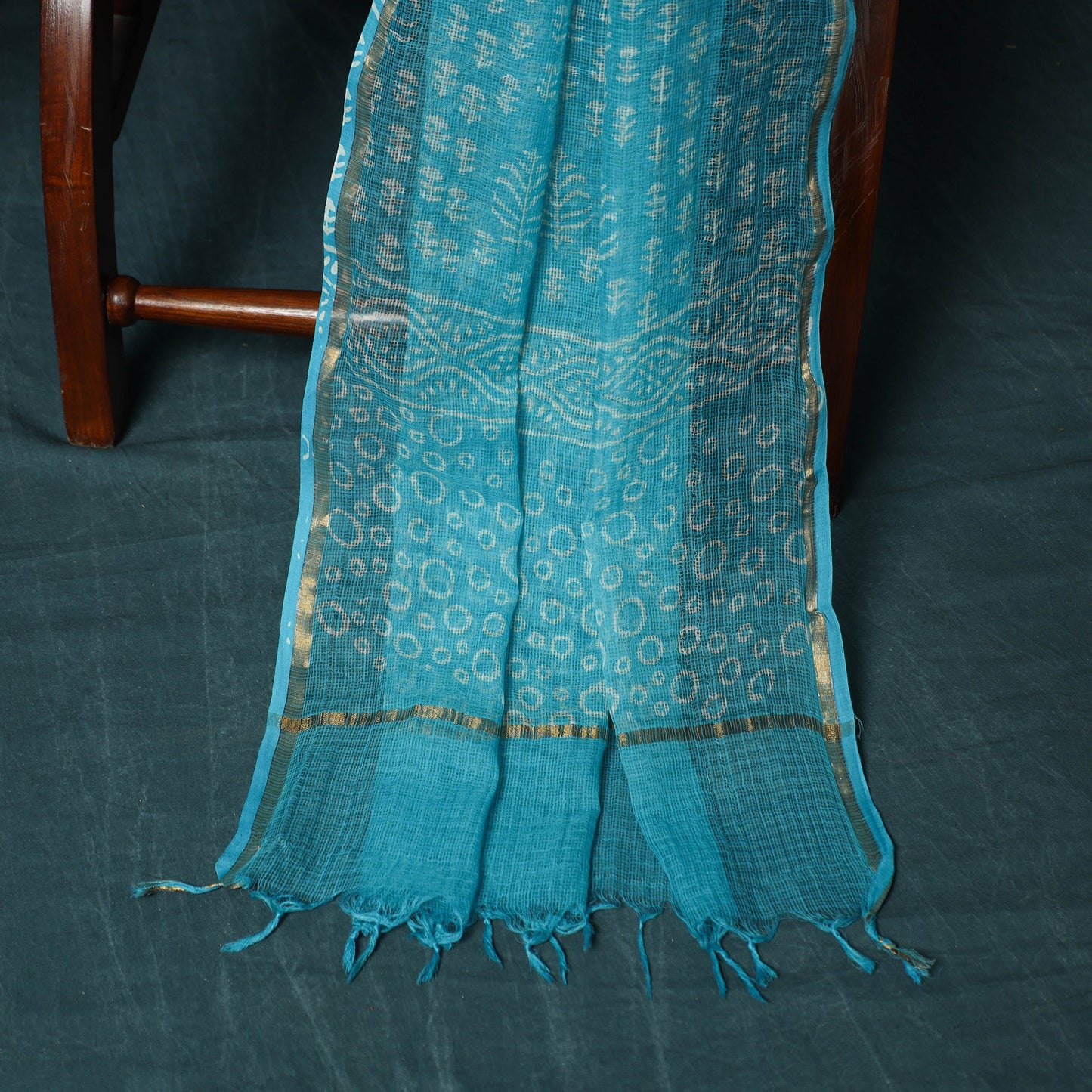 Kota doria cotton hand block jaipur print 3pc unstitched