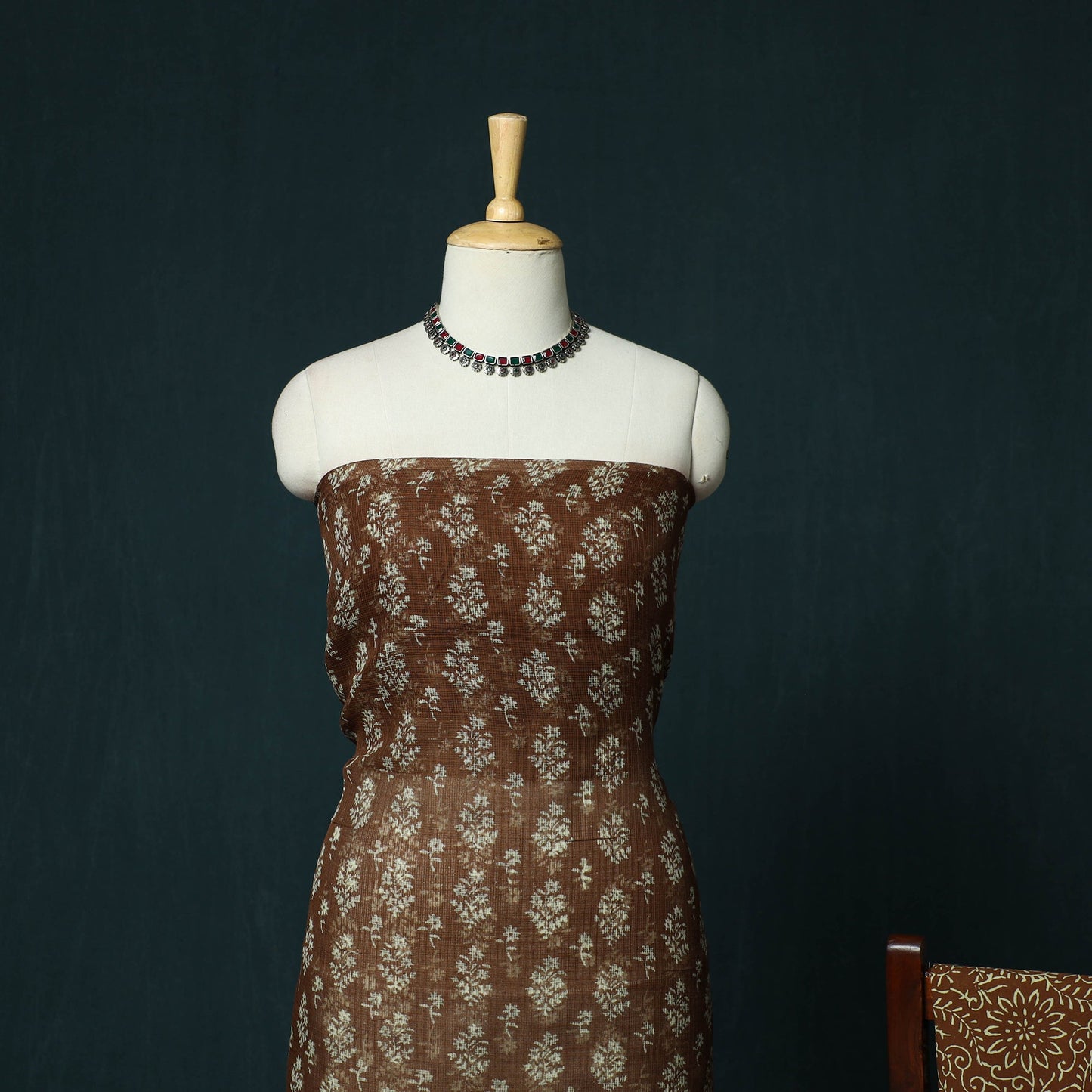 Kota doria cotton hand block jaipur print 3pc unstitched