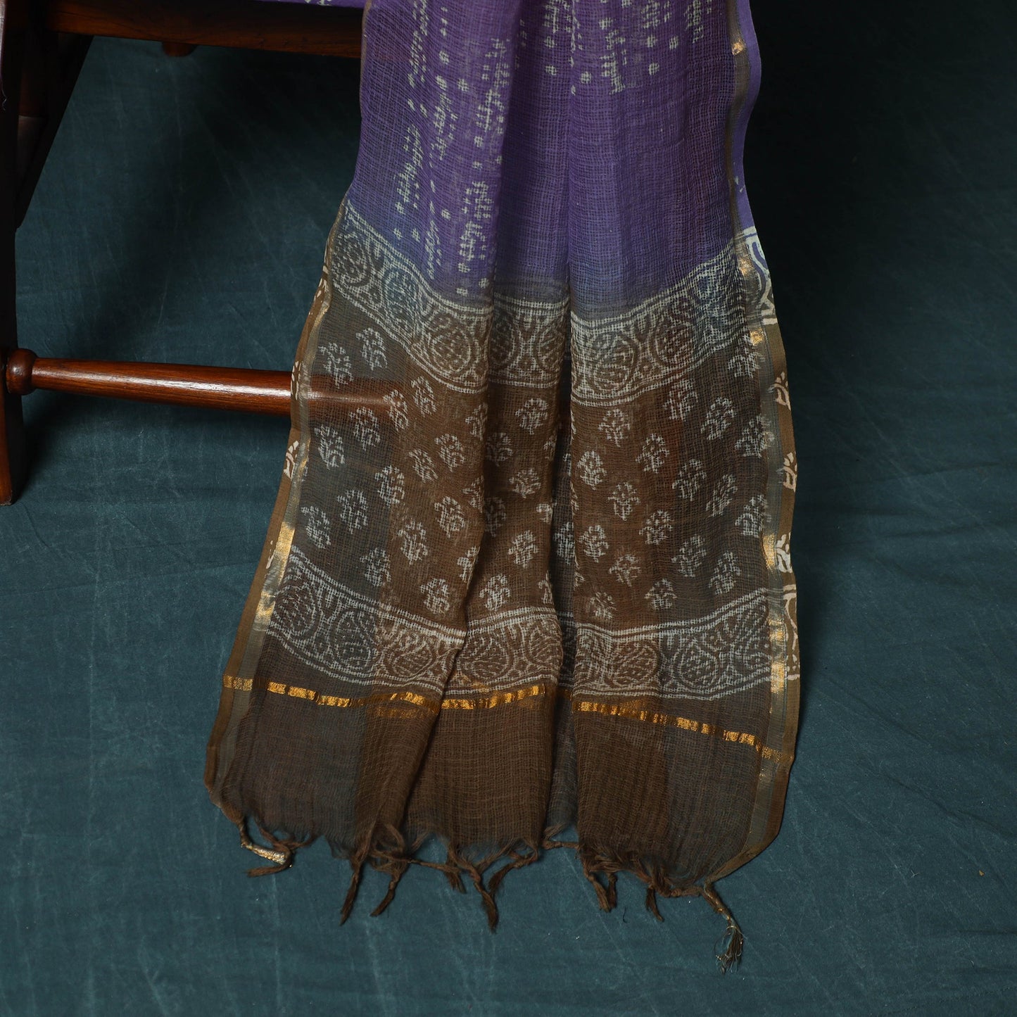 Kota doria cotton hand block jaipur print 3pc unstitched