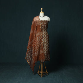 Kota doria cotton hand block jaipur print 3pc unstitched