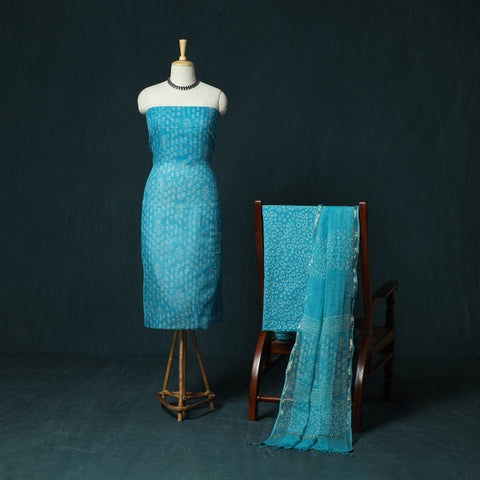 Kota doria cotton hand block jaipur print 3pc unstitched