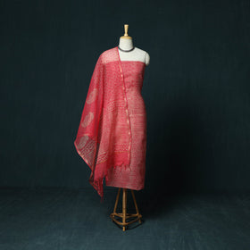 Kota doria cotton hand block jaipur print 3pc unstitched