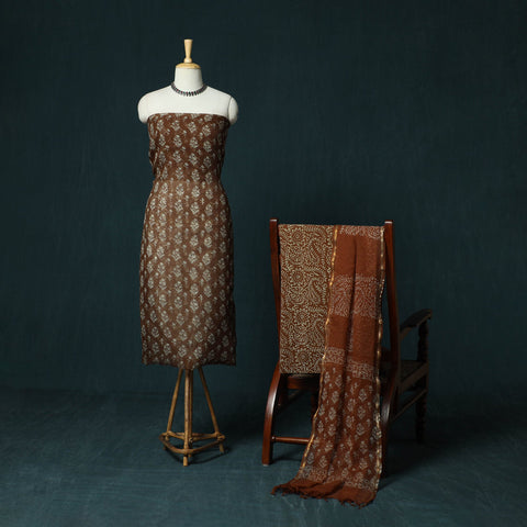 Kota doria cotton hand block jaipur print 3pc unstitched