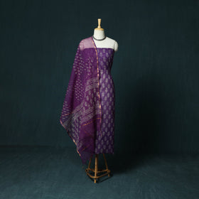 Kota doria cotton hand block jaipur print 3pc unstitched