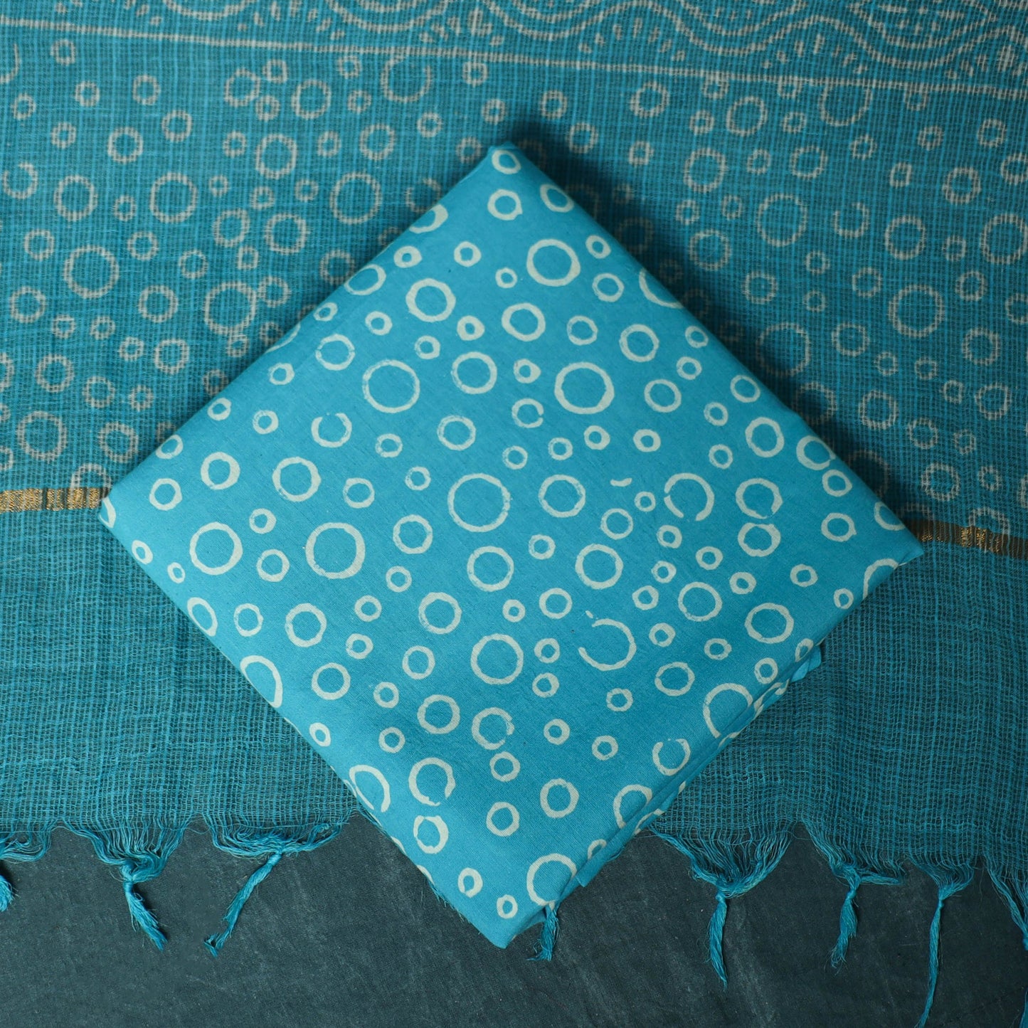 Kota doria cotton hand block jaipur print 3pc unstitched