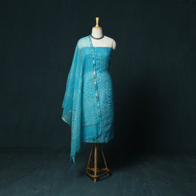 Kota doria cotton hand block jaipur print 3pc unstitched