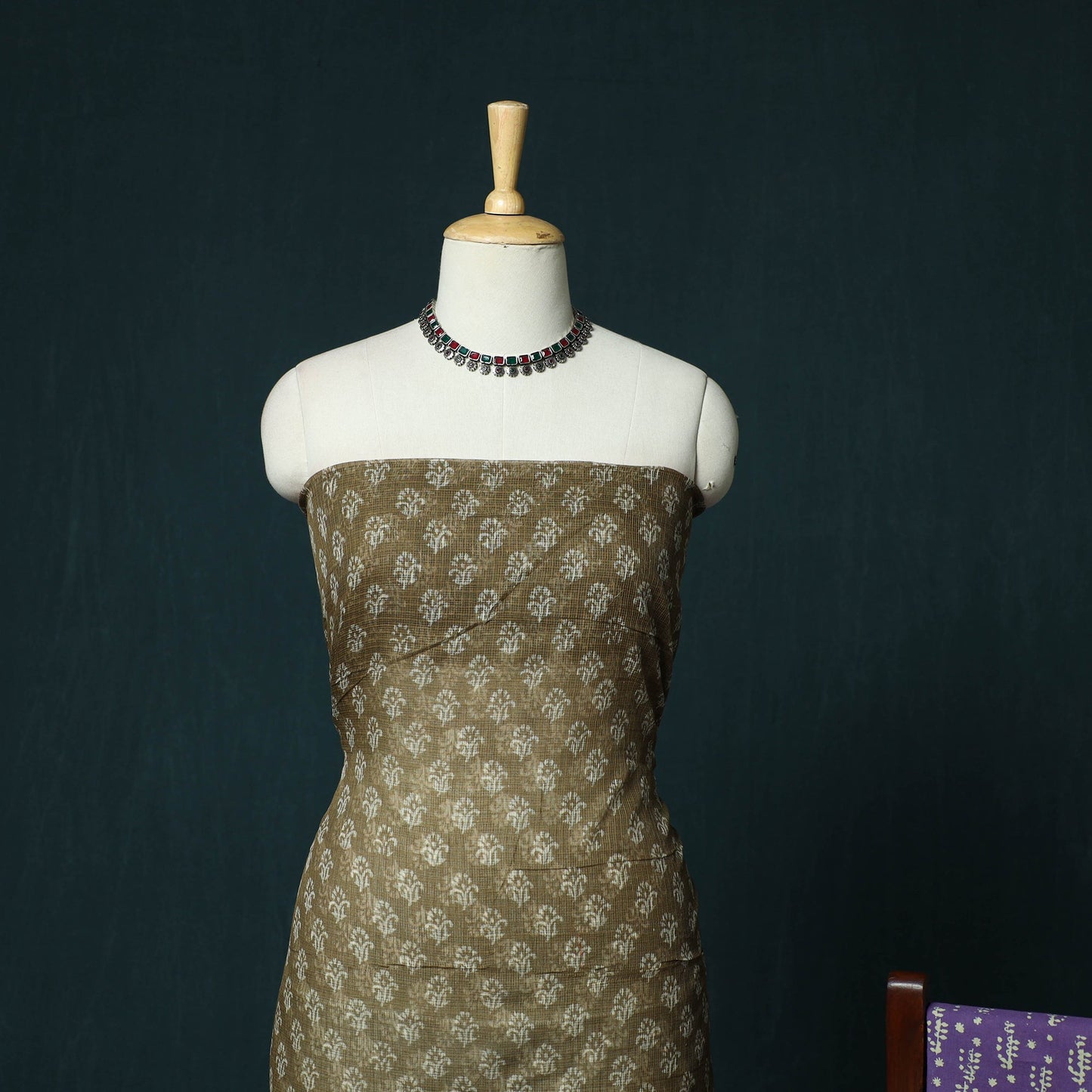 Kota doria cotton hand block jaipur print 3pc unstitched