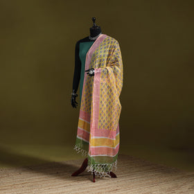 Kota doria cotton hand block print sanganeri floral dupatta