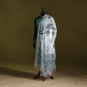 Kota doria cotton hand block print sanganeri floral dupatta