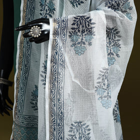 Kota doria cotton hand block print sanganeri floral dupatta