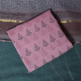 Kota doria cotton hand block sanganeri print 3pc unstitched