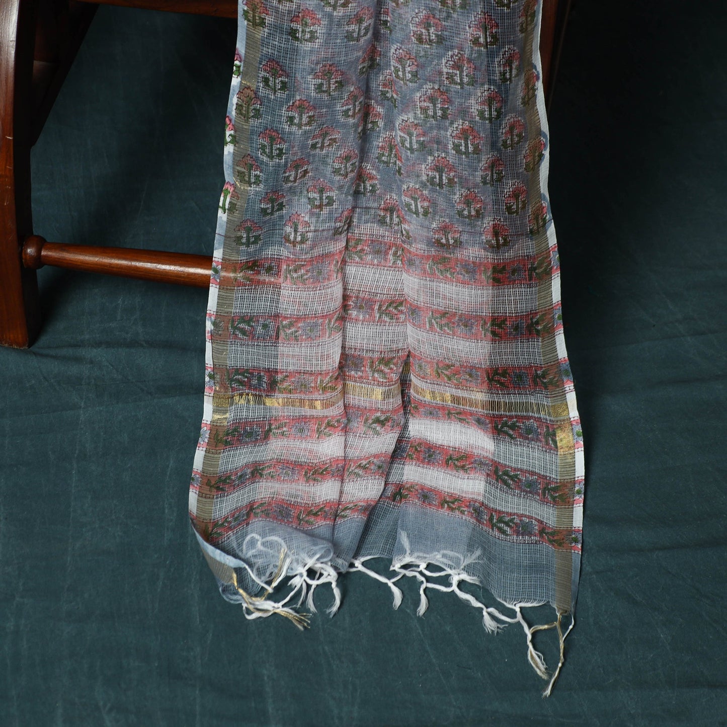 Kota doria cotton hand block sanganeri print 3pc unstitched