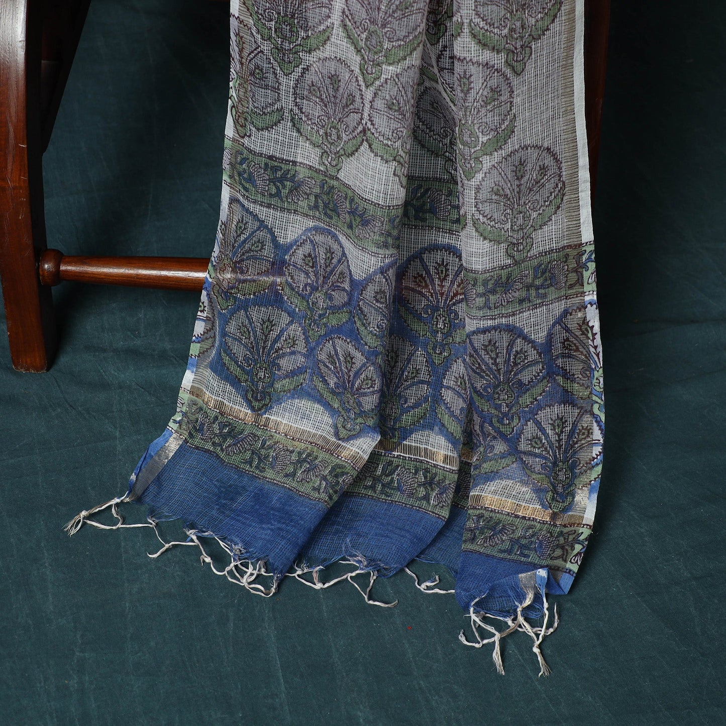 Kota doria cotton hand block sanganeri print 3pc unstitched