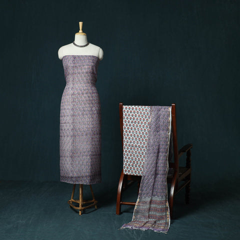 Kota doria cotton hand block sanganeri print 3pc unstitched