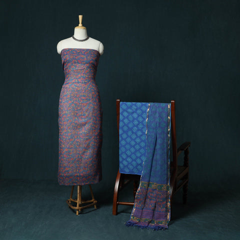 Kota doria cotton hand block sanganeri print 3pc unstitched