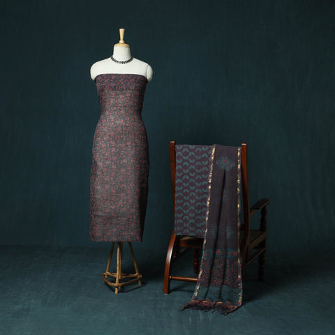 Kota doria cotton hand block sanganeri print 3pc unstitched