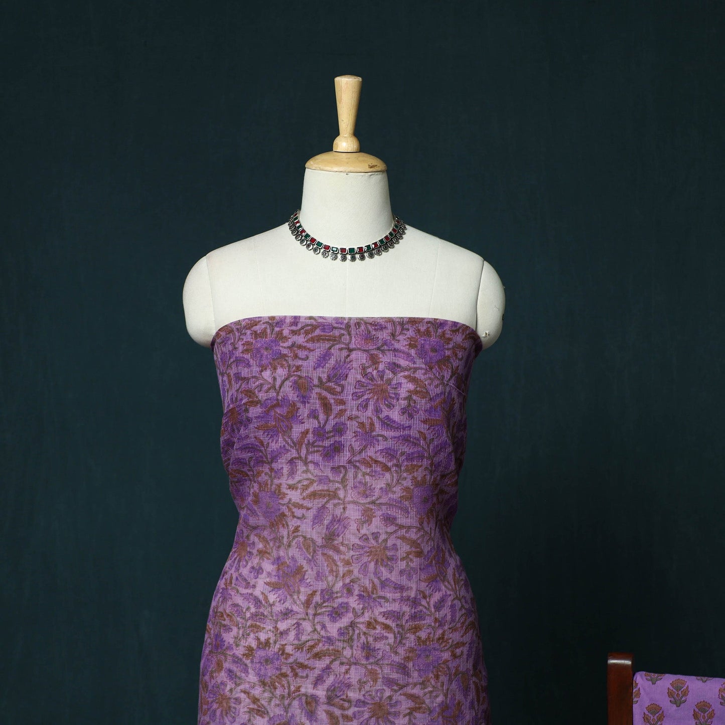 Kota doria cotton hand block sanganeri print 3pc unstitched