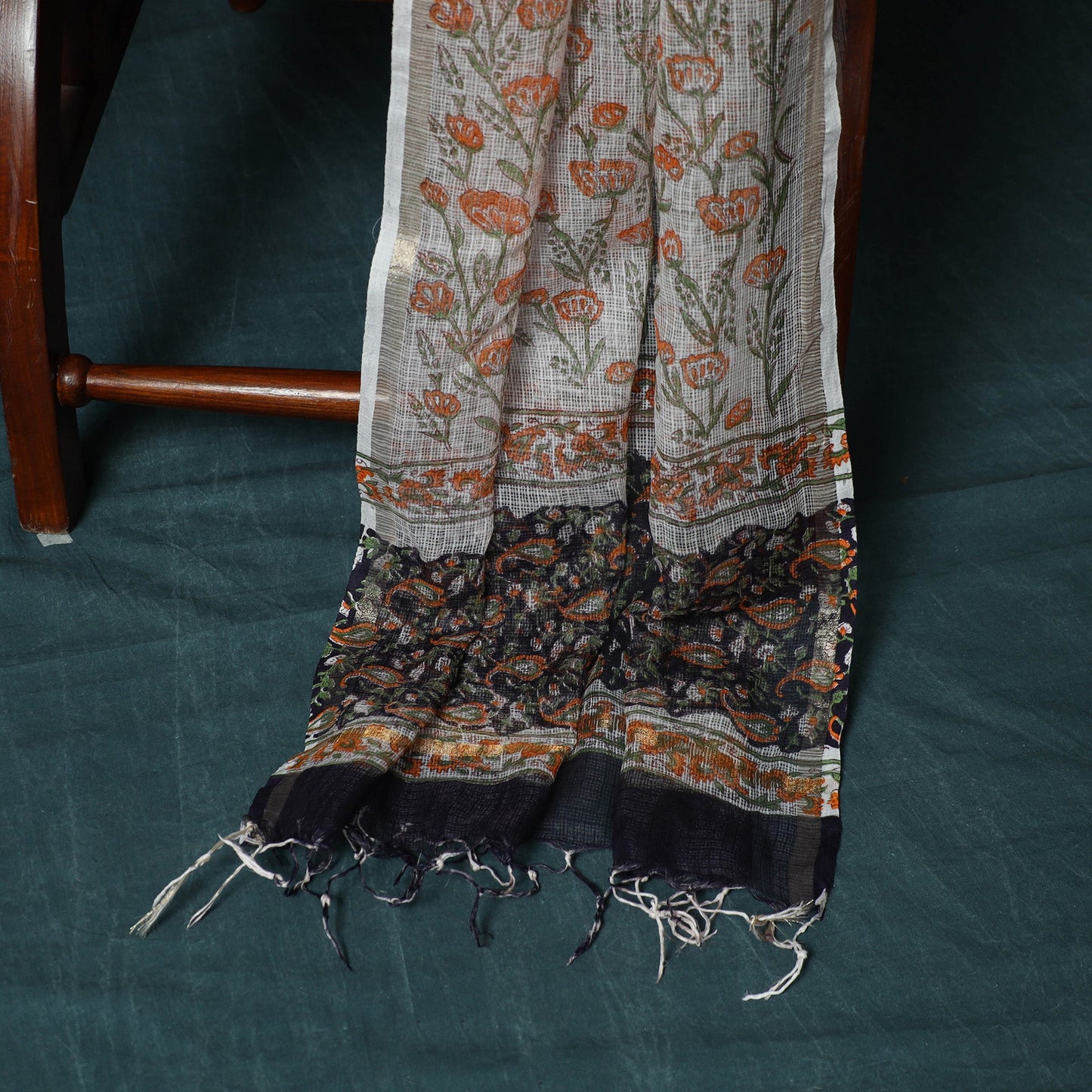 Kota doria cotton hand block sanganeri print 3pc unstitched