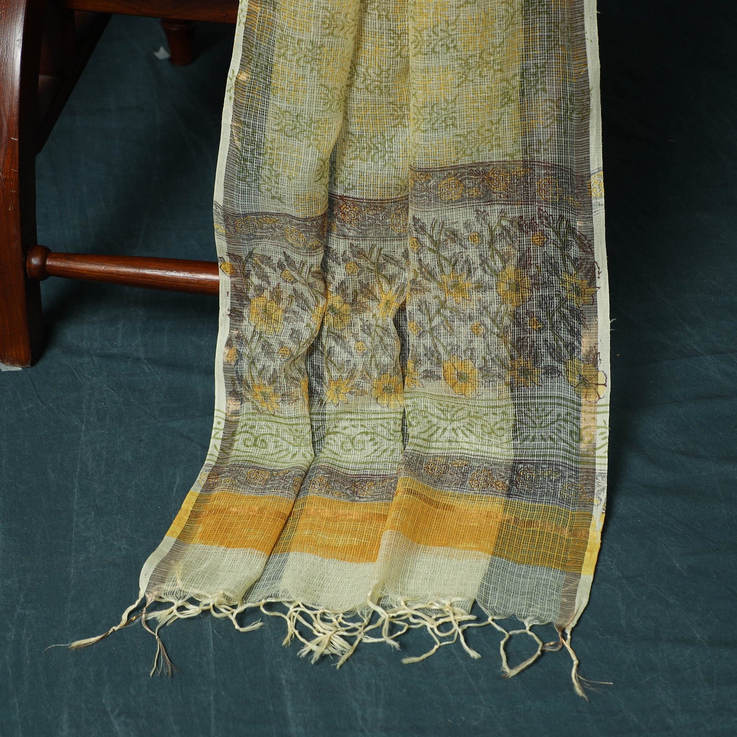 Kota doria cotton hand block sanganeri print 3pc unstitched