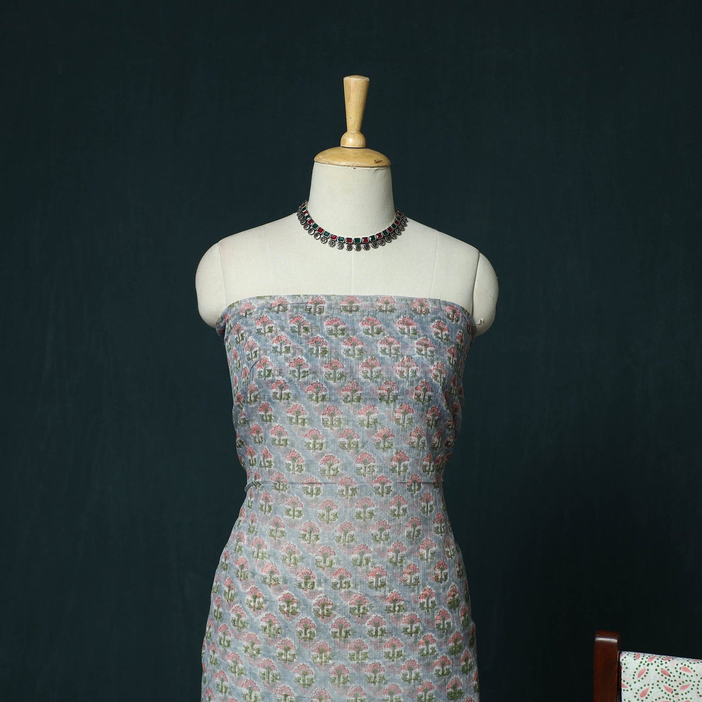 Kota doria cotton hand block sanganeri print 3pc unstitched