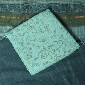 Kota doria cotton hand block sanganeri print 3pc unstitched