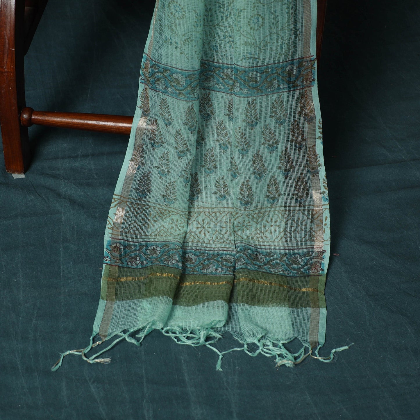 Kota doria cotton hand block sanganeri print 3pc unstitched