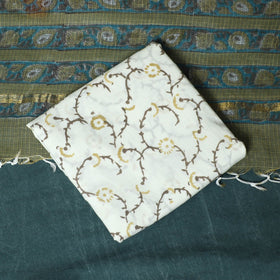 Kota doria cotton hand block sanganeri print 3pc unstitched