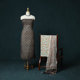 Kota doria cotton hand block sanganeri print 3pc unstitched