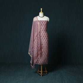 Kota doria cotton hand block sanganeri print 3pc unstitched