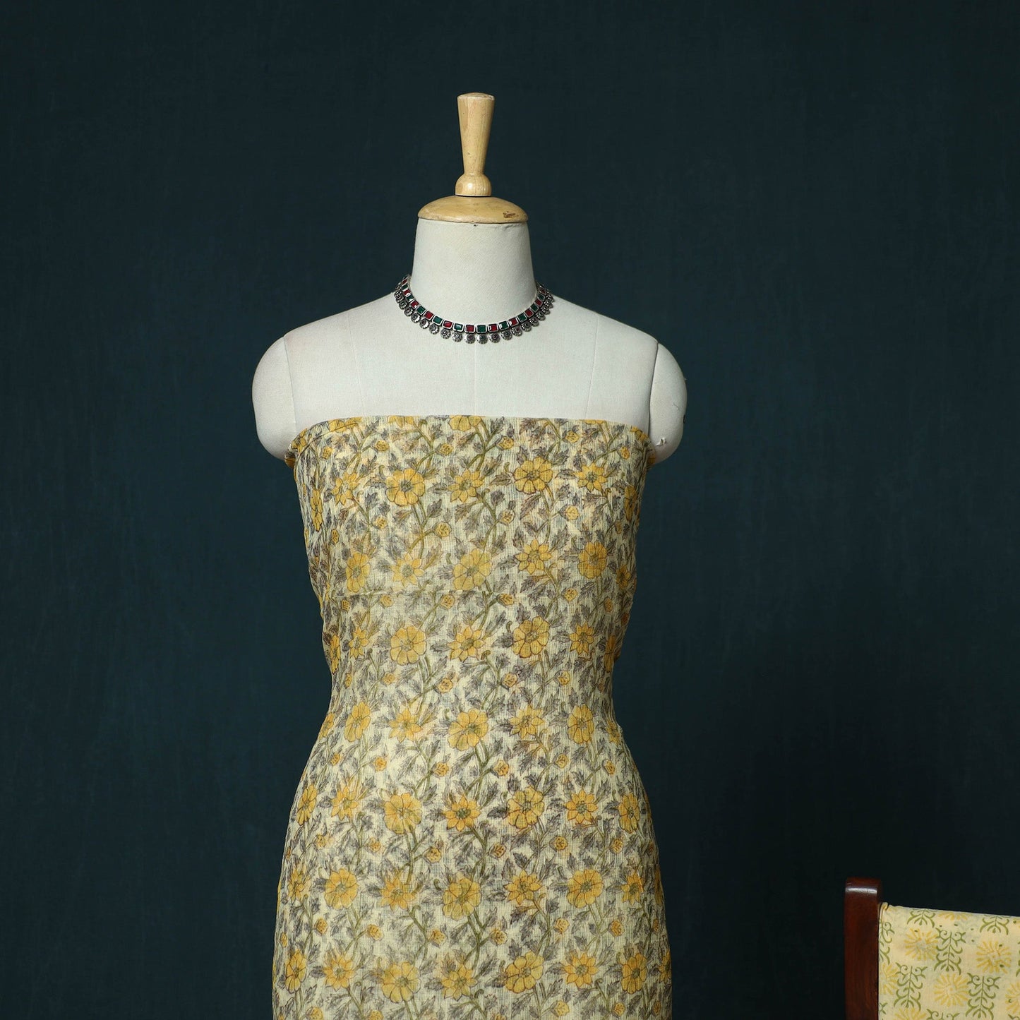 Kota doria cotton hand block sanganeri print 3pc unstitched