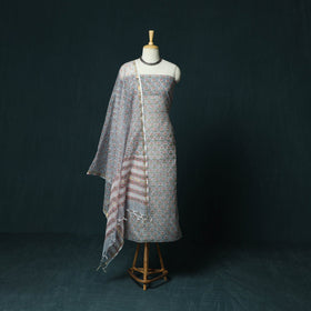 Kota doria cotton hand block sanganeri print 3pc unstitched