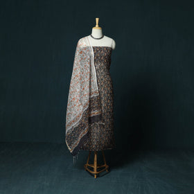 Kota doria cotton hand block sanganeri print 3pc unstitched