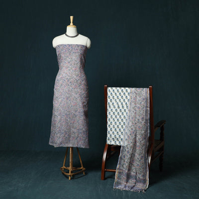 Kota doria cotton hand block sanganeri print 3pc unstitched