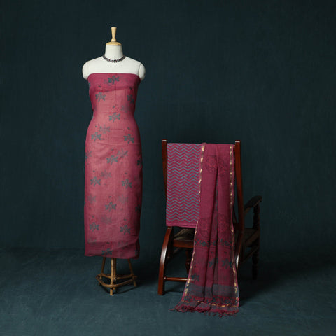 Kota doria cotton hand block sanganeri print 3pc unstitched