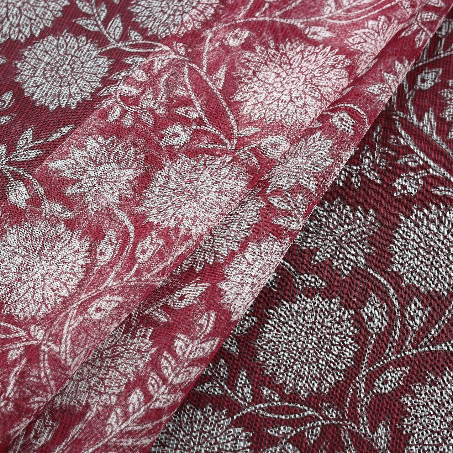 Kota doria cotton hand block sanganeri print fabric 01