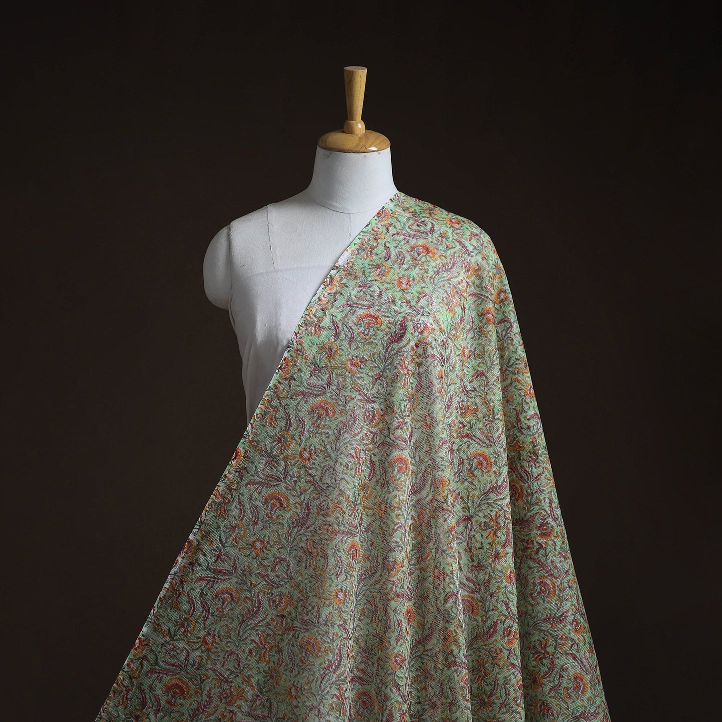 Kota doria cotton hand block sanganeri print fabric 02