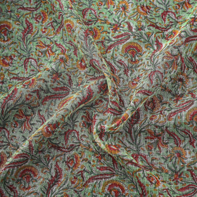 Kota doria cotton hand block sanganeri print fabric 02